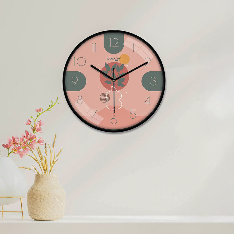 Roseate Round Analog Wall Clock - Pink