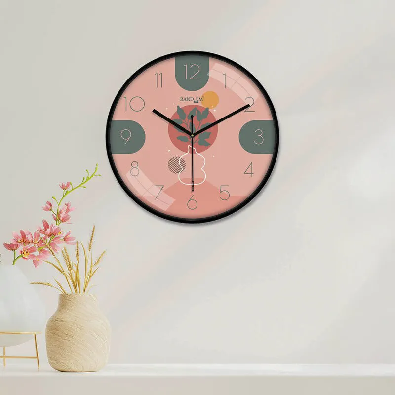 Roseate Round Analog Wall Clock - Pink media 1