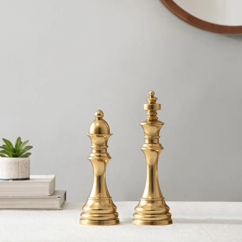 Chess Aluminum Showpiece (Gold) (Small) - Set Of Two media 1