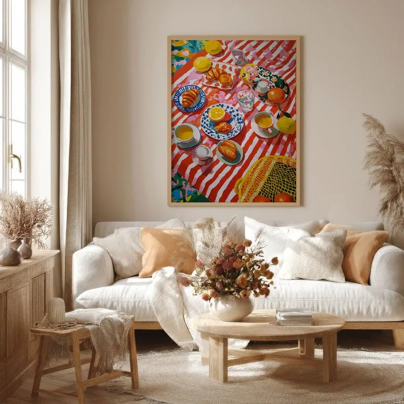Picnella Canvas Wall Painting With Brown Frame media 1