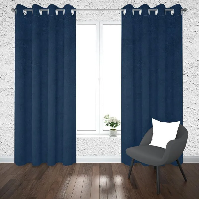 Cisco Solid Curtains (Blue) - Set Of Two media 1