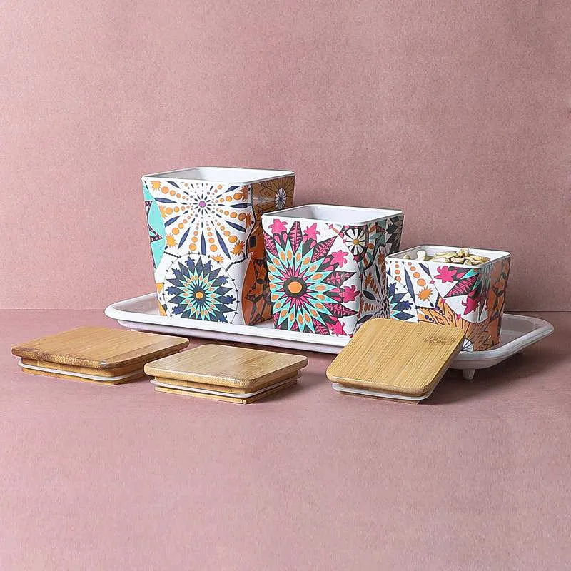 Juna Floral Stack Condiment Container With Tray (450 mL/750 mL/1140 mL) - Four Piece Set media 5