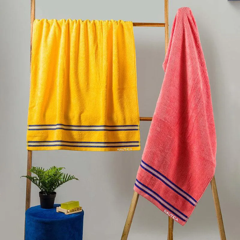 Nautica Dove Down Cotton Towel Set (Yellow & Coral) - Set Of Two - 3