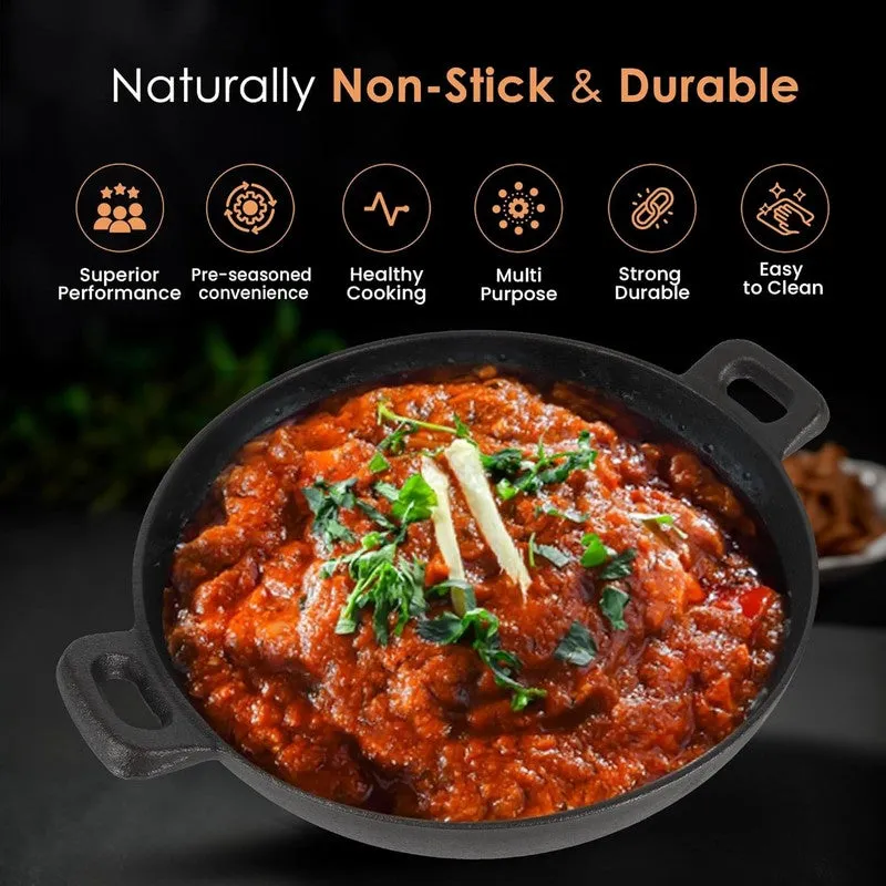 Solara Cast Iron Round Kadhai Without Lid - 2300 mL/10 Inch media 6