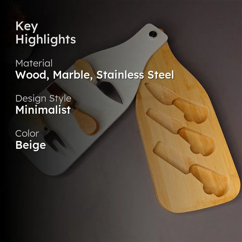 Bordeaux Petit (Wood,Marble,Stainless Steel) Cheese Platter - Five Piece Set media 2