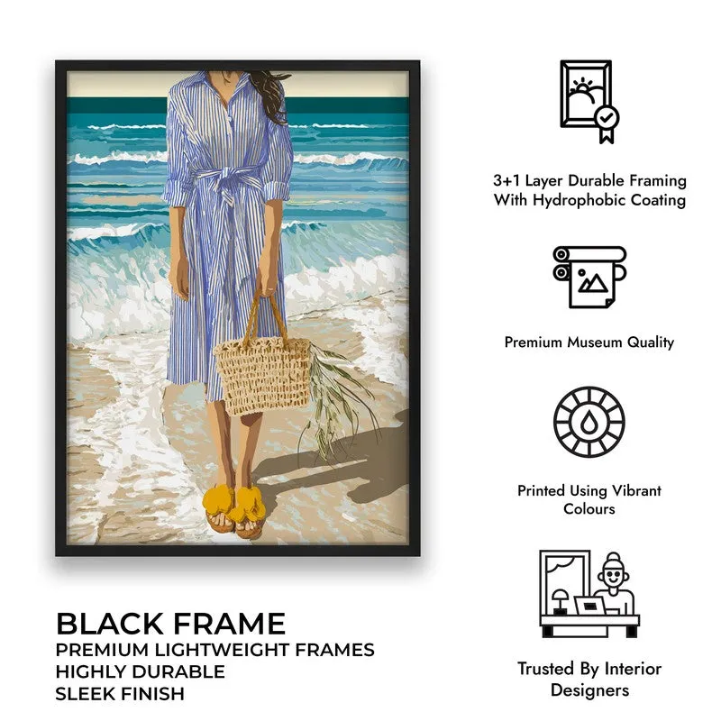 Blue Horizon Canvas Wall Painting - Black Frame media 9