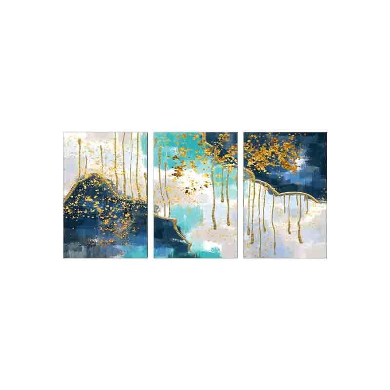 Gold Waves Poly Canvas Wall Art - Three Piece Set media 5
