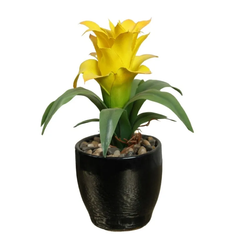 Artificial Small Ginger Lily Bonsai Plant With Ceramic Pot (Yellow) - 0.7 Feet media 3