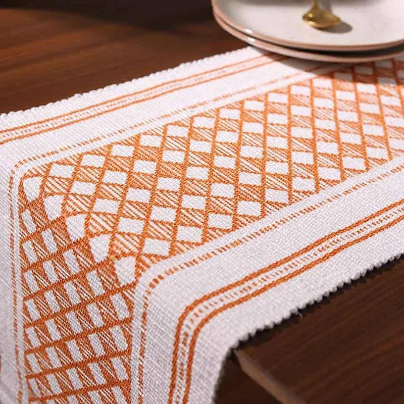 Diamond Tasseled Cotton Table Runner media 4