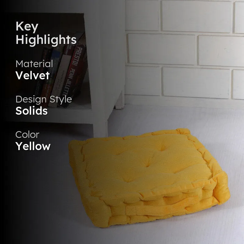 Roe Velvet Floor Cushion - Yellow media 2