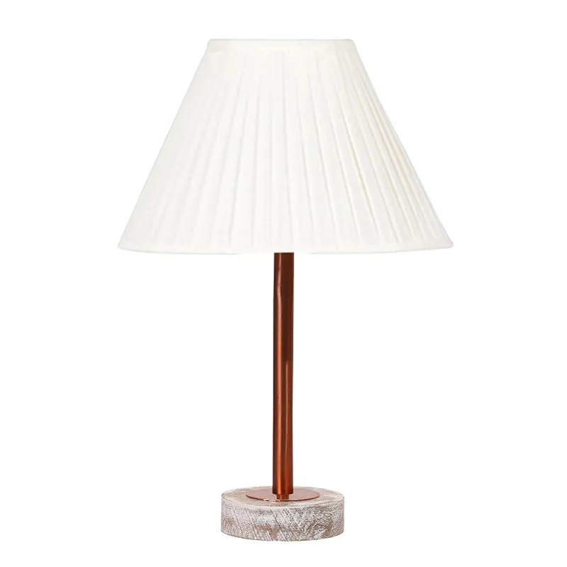 Pleatra Rodin Wooden Table Lamp - White,Copper,White media 4