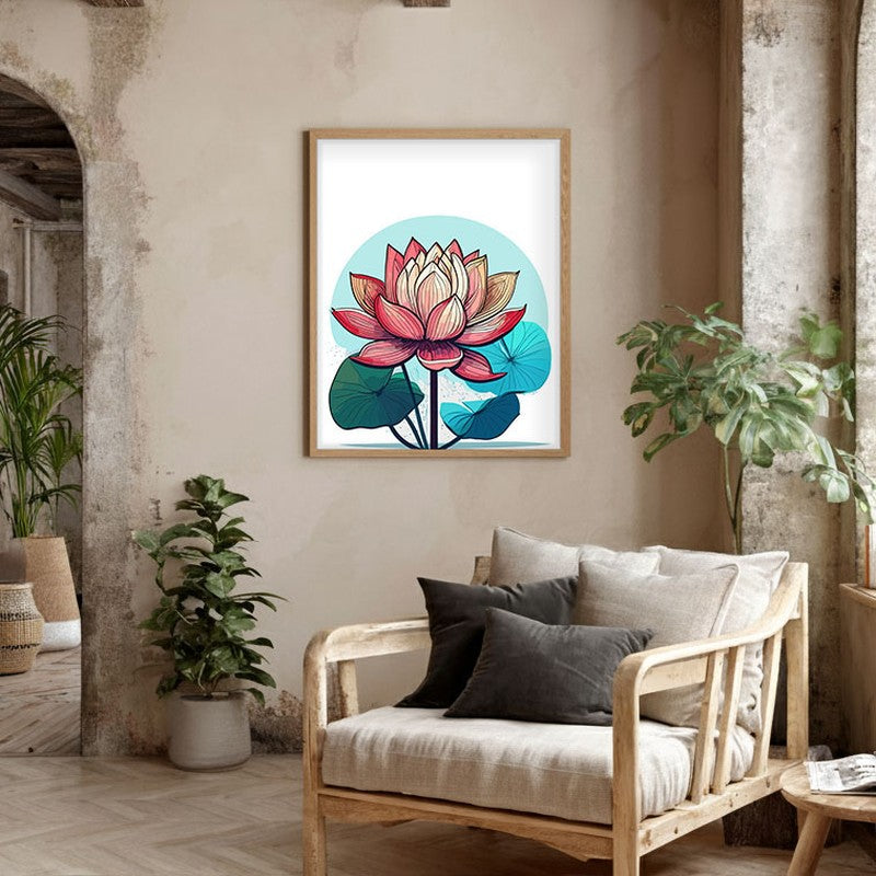 Lotus In Color Archival Paper Wall Art  - Natural Brown Frame media 5