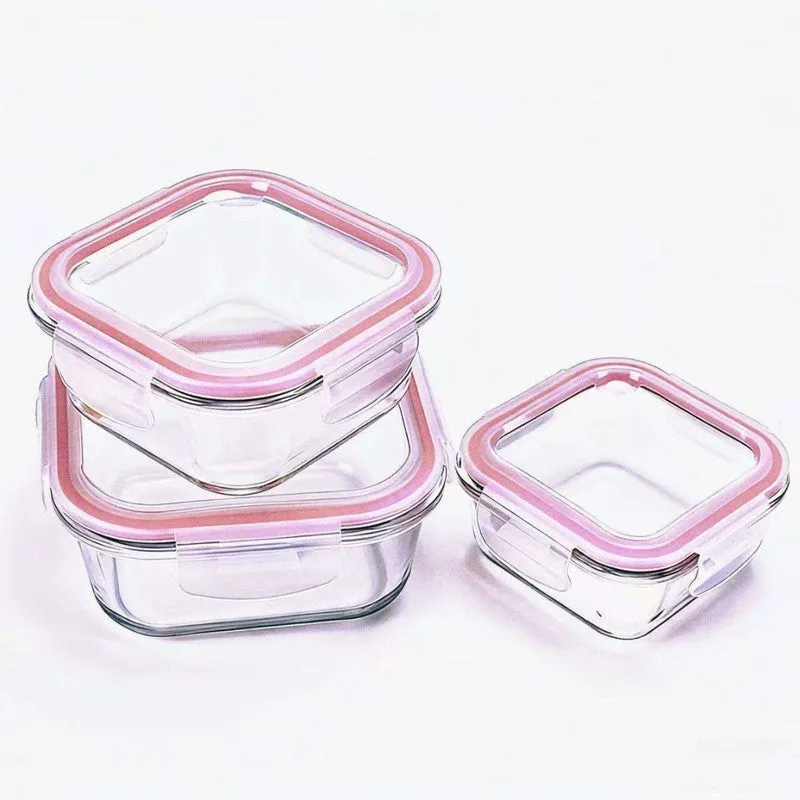 Fresh Seal Transparent Glass Container (800 mL,500 mL,300 mL) - Set Of Three media 4