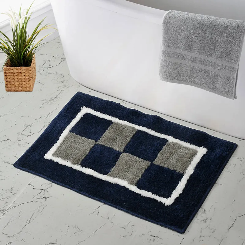 Zerix Cotton Bath Mat - Blue & White media 4