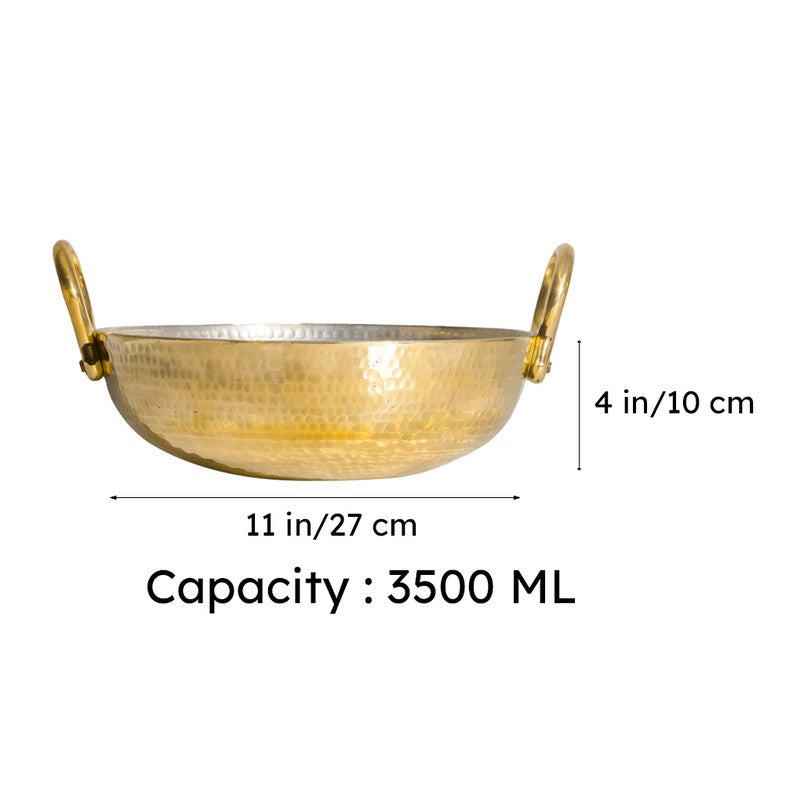 Aurelia Glossy Brass Kadhai - 3500 mL media 13