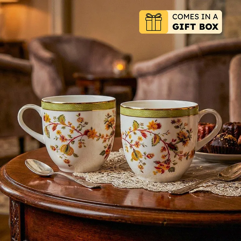 Painted 24k Gold Brushed Porcelain Coffee Mug (300 mL Each) - Set of Four media 1