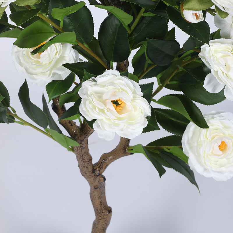 Amara Artificial Camellia Plant With Black Plastic Pot - 4 Feet media 5