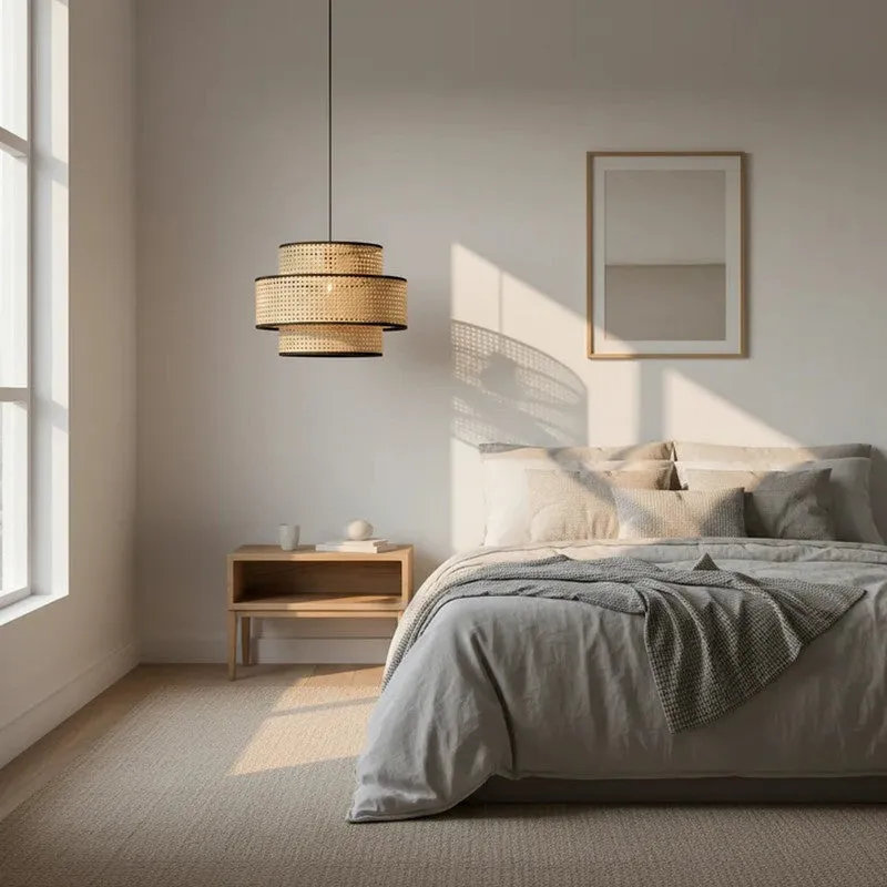 Twin Weave Cane Ceiling Lamp media 4