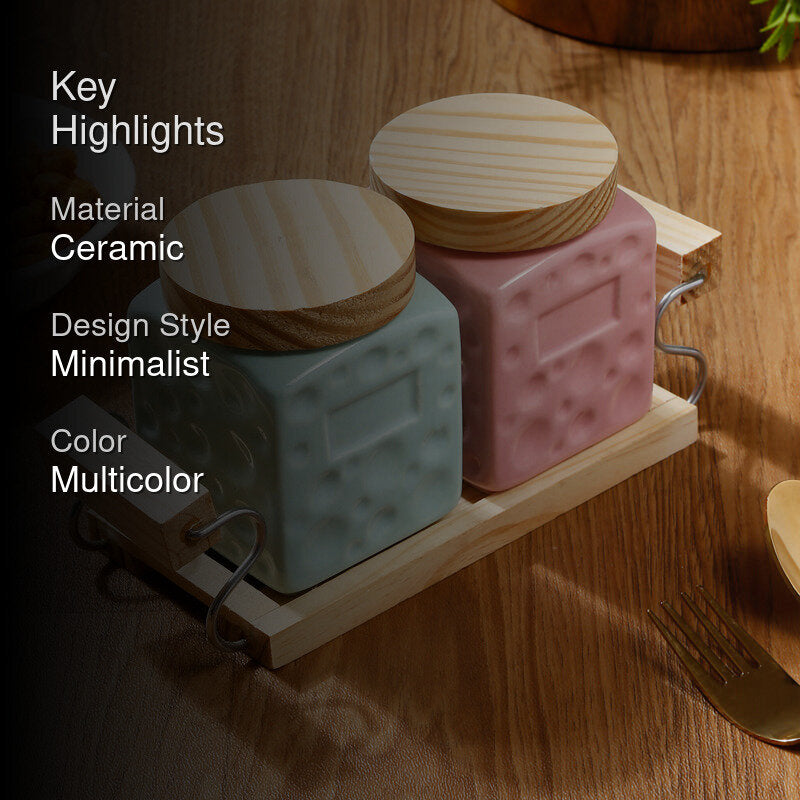 Rustic Storage Jars with Tray (280 mL Each)  - Three Piece Set media 2