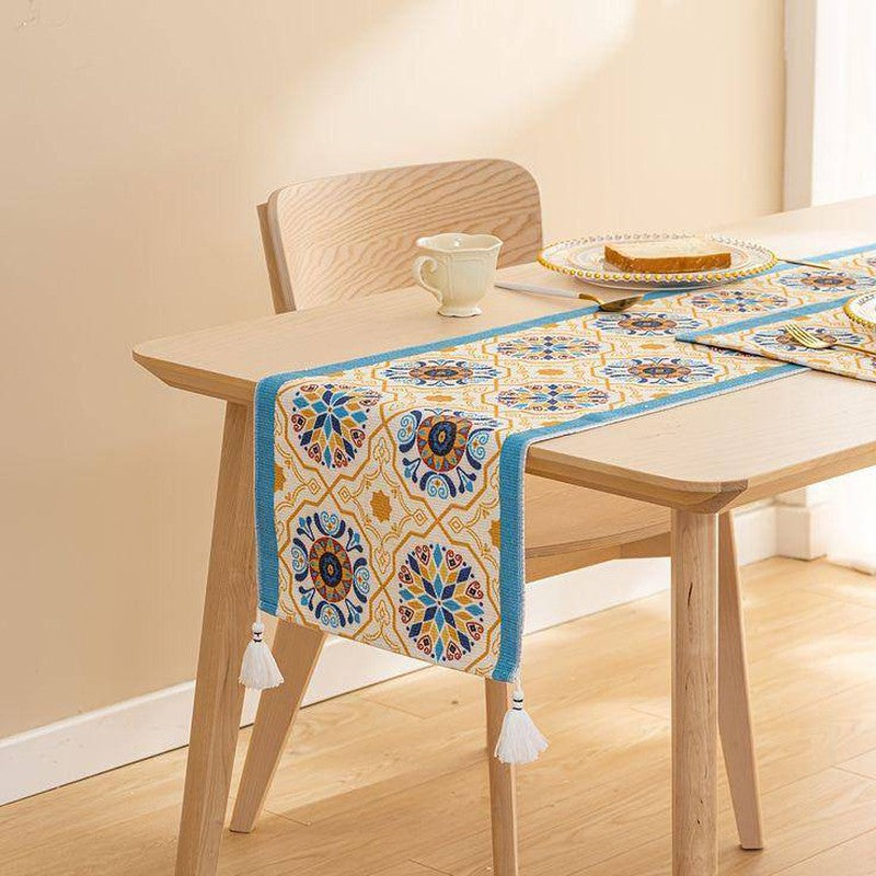 Trayza Tasseled Cotton Table Runner media 4