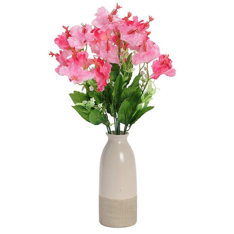 Faux Hibiscus Floral Bunch (Pink) - Set Of Two media 3
