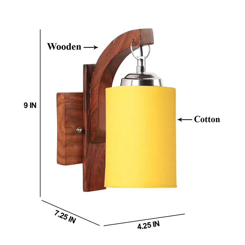Forma Cylindrical Fabric & Wooden Wall Lamp - Yellow media 5