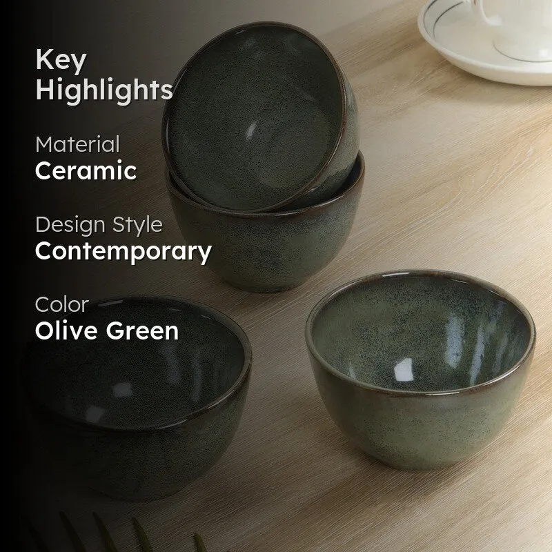 LuxeServe Snack Bowls (Olive Green,200 mL Each) - Set Of Four media 2