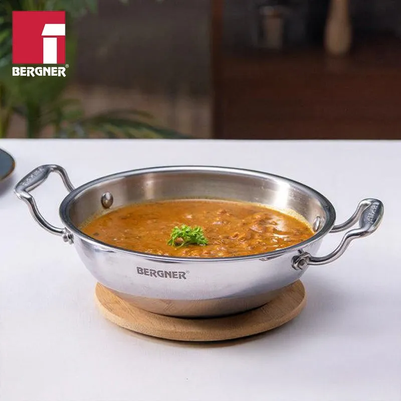 Bergner Induction Safe Kadhai With Lid - 3900 mL/12 Inches media 1