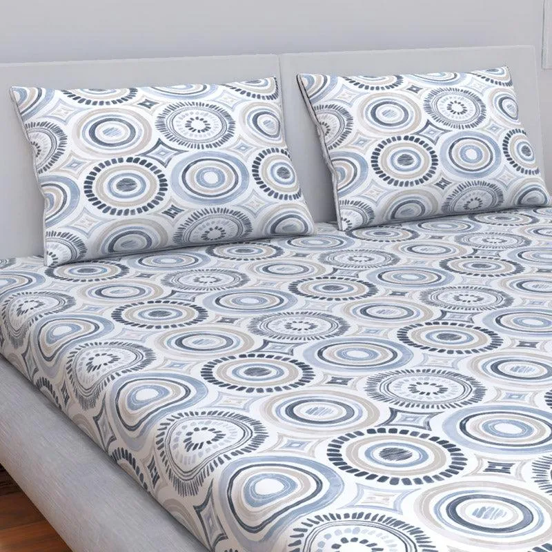 Himeya Comfort Percale Africana Cotton Bedsheet (Blue) - 120 TC media 3