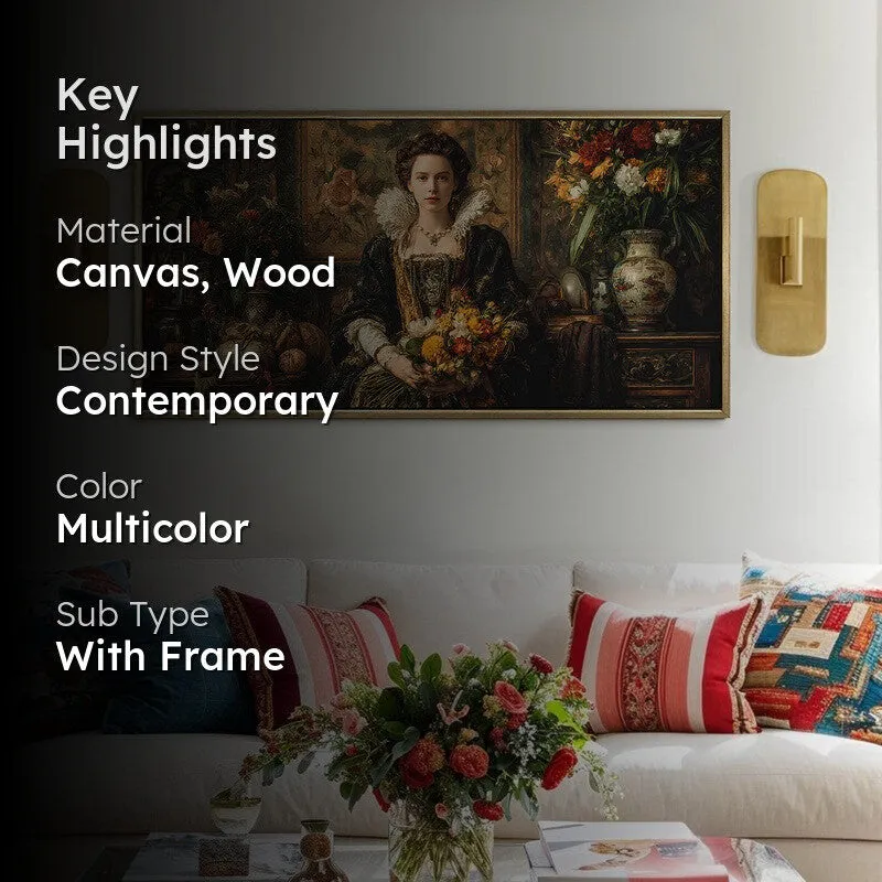 Gilded Bouquet Canvas Wall Painting With Frame media 2