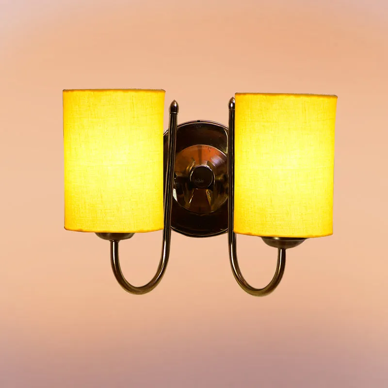 Veda Duo Cylindrical Fabric & Metal Wall Lamp - Yellow media 3