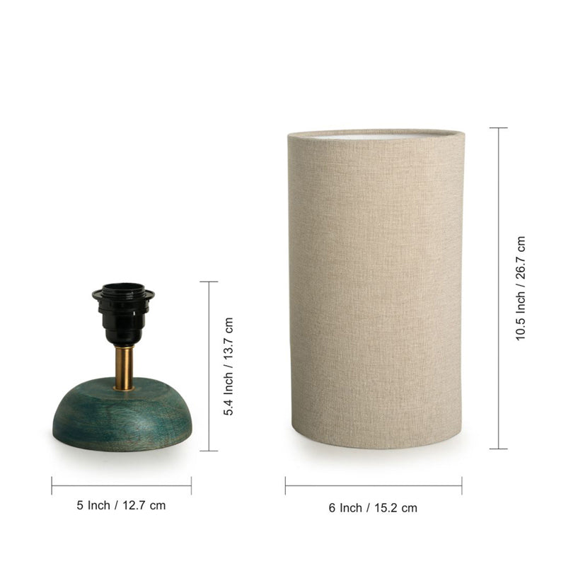 Shubhro Handcrafted Mango Wood Table Lamp - Brown,Green media 5