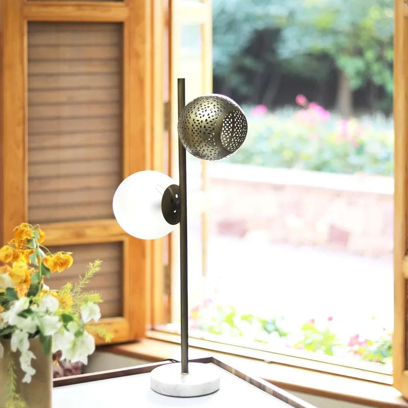 Orange Tree New Soma Gold Mild Steel Table Lamp - Metallic,White media 2