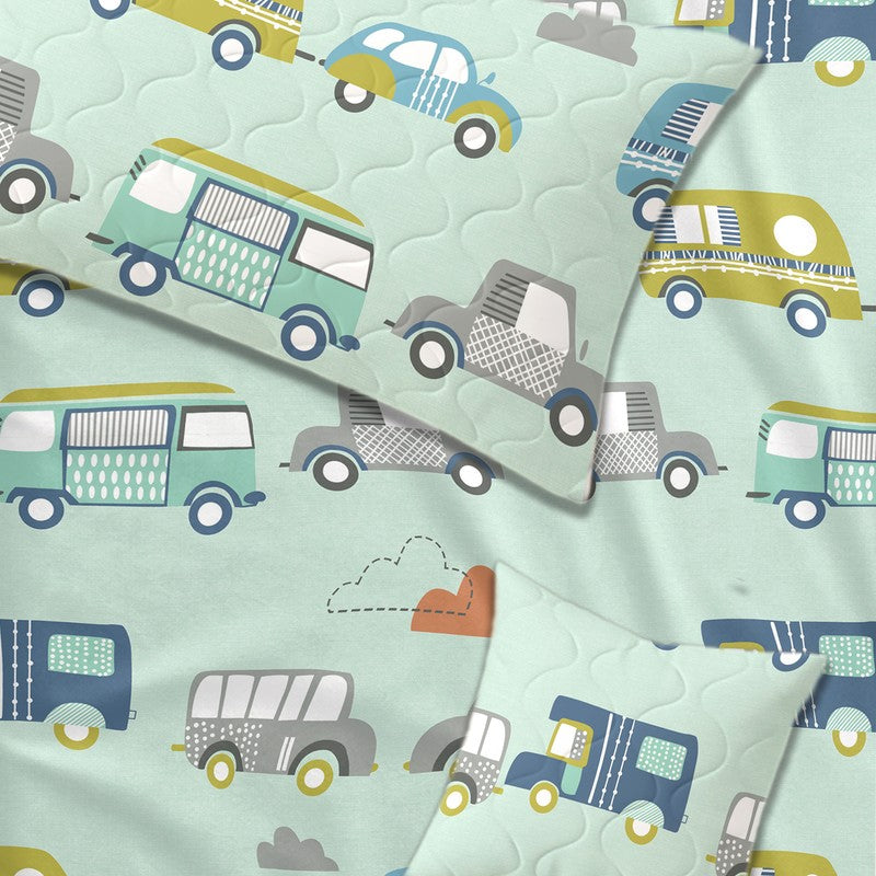 Colorful Wheels GlaceCotton Kids Bedding Set (180 GSM) - Five Piece Set media 7