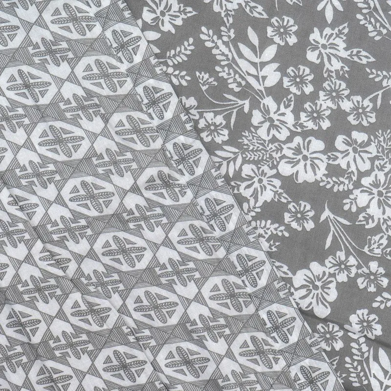 Floral Sprinkle Reversible Cotton Dohar (Grey) - 120 GSM media 5