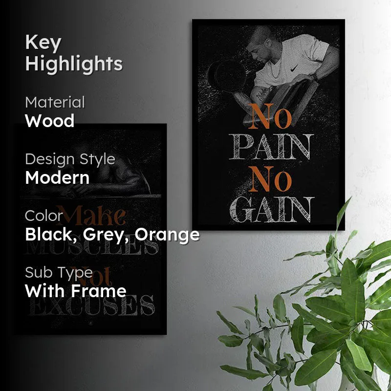 No Pain,No Gain Wall Art - Set Of Two media 2