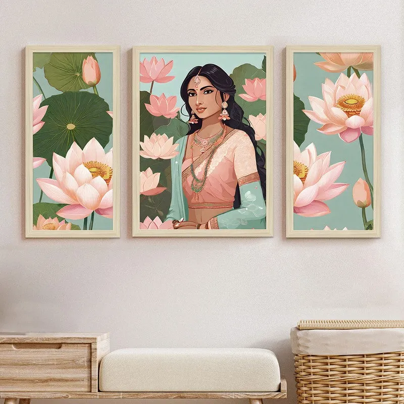 Lotus Grace Synthetic Fibre Wall Art - Set of Three media 7