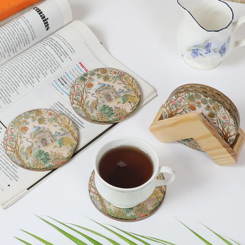 Royal Eden Wooden Coaster with Stand - Seven Piece Set media 1