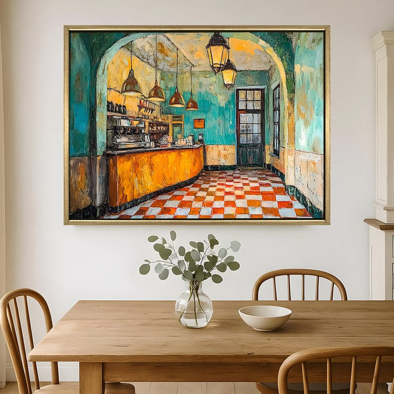 Cozy Bistro Canvas Wall Painting With Frame