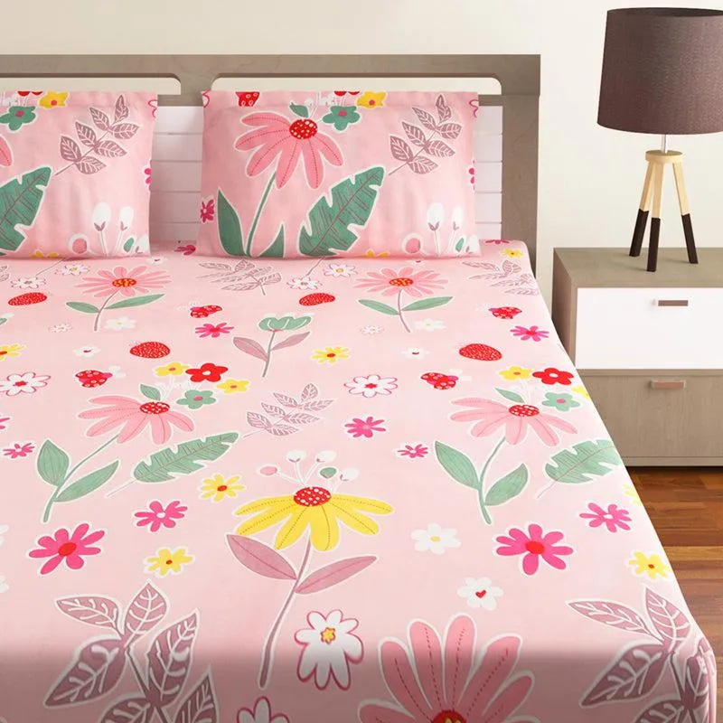 Jagvi Floral Microfiber Bedsheet - 110 GSM media 1
