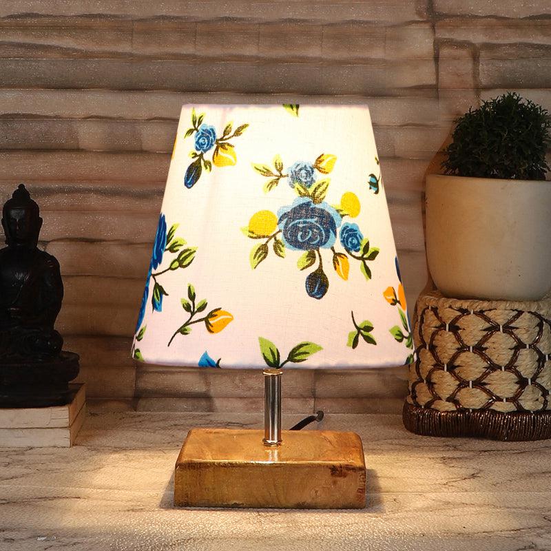 Tryda Blue Fleur Fabric Table Lamp - Multicolor