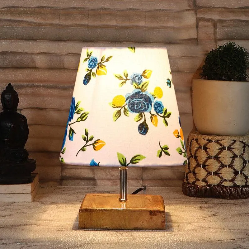 Tryda Blue Fleur Fabric Table Lamp - Multicolor media 1