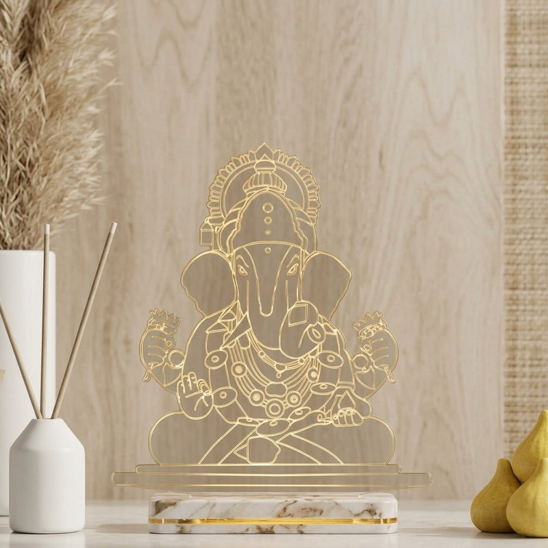 Dagdusheth Halwai Ganpati Acrylic Table Lamp - Transparent media 3