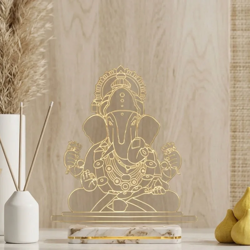 Dagdusheth Halwai Ganpati Acrylic Table Lamp - Transparent media 3
