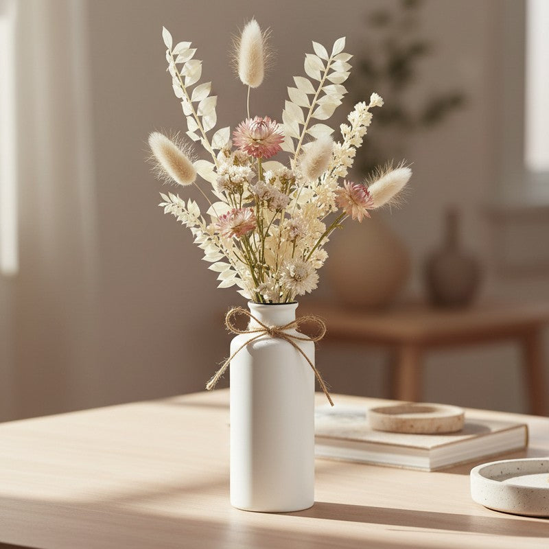 Solvia Minimal Cylindrical Ceramic Vase - White