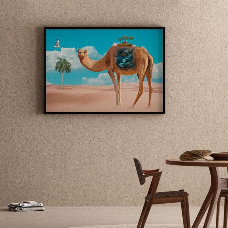 Camel Charm Canvas Wall Painting - Black Frame