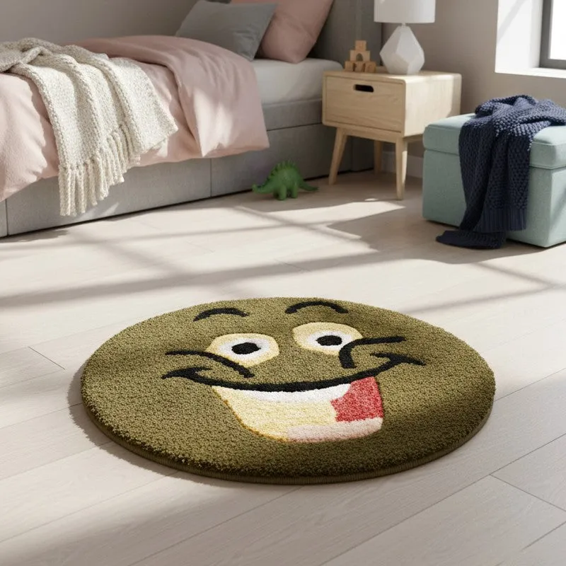 Smile Burst Wool Carpet - Olive media 3