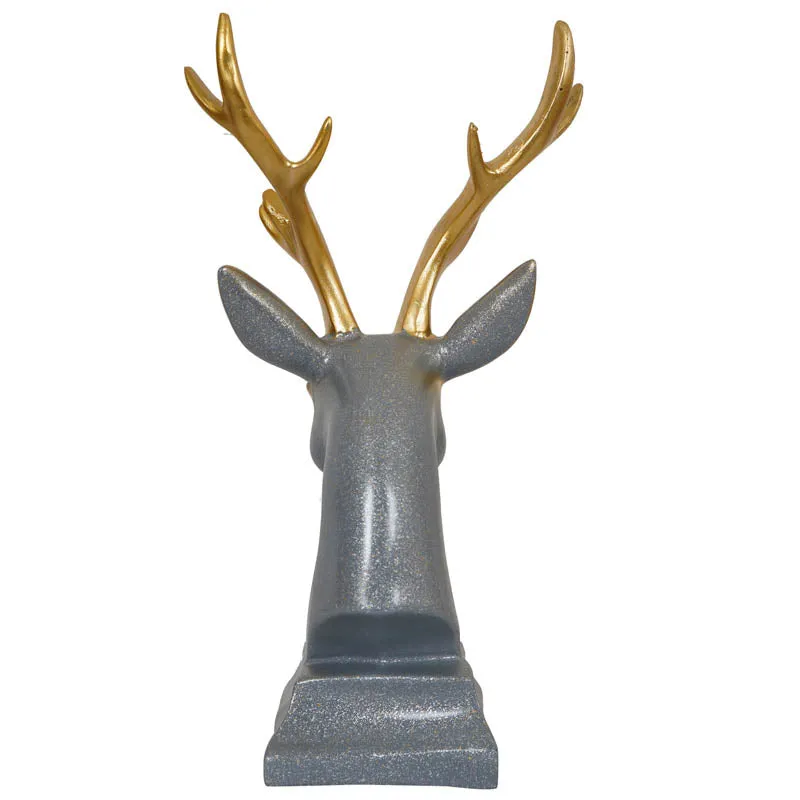 Gilded Stag Painted Polyresin Show Piece - Grey media 5