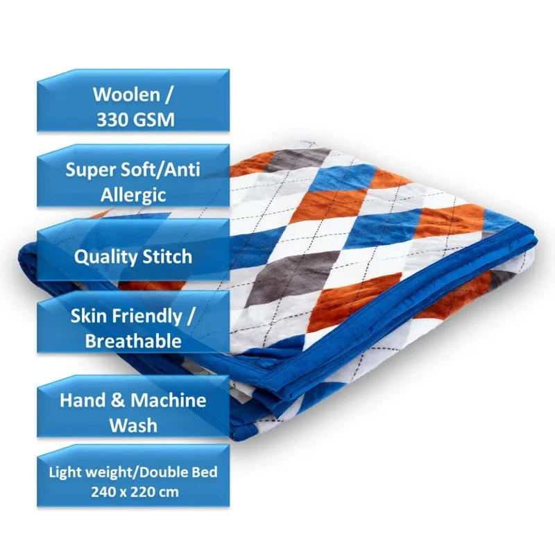 Wovira Geometric Woolen Blanket (Multicolor) - 330 GSM media 7