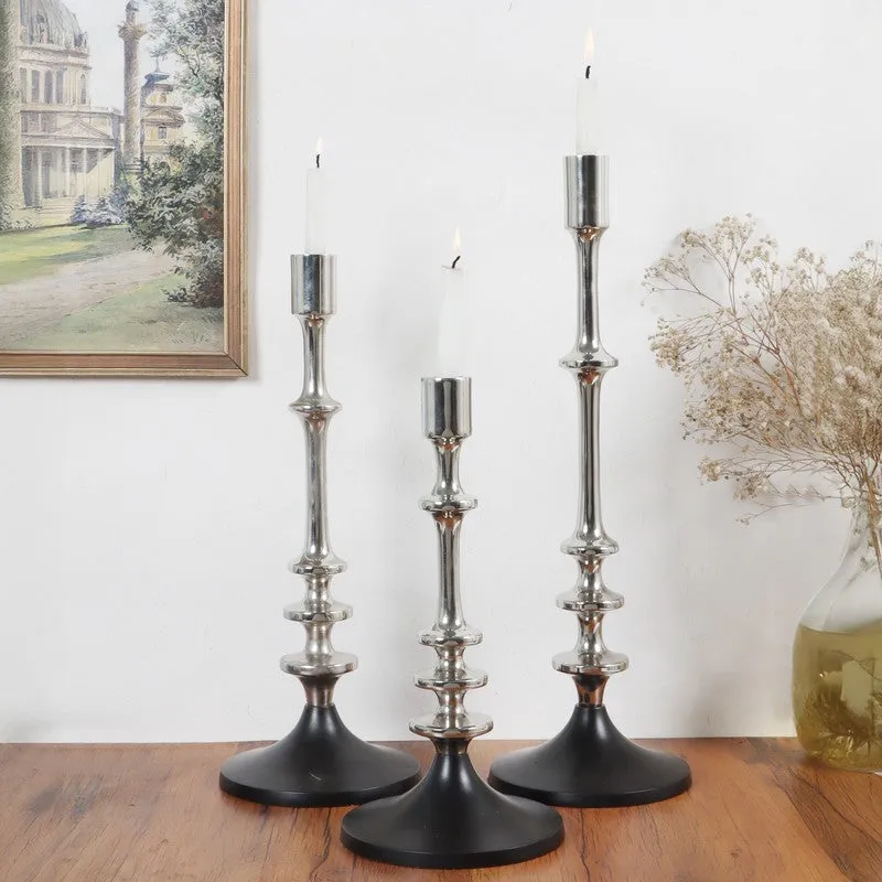 Imperial Crest Floor (Style Candle Holder - Silver) - Set Of Three media 1